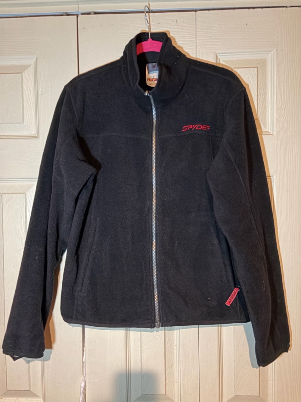 Spyder Black Fleece Jacket with Pink Logo Accents
